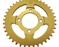 Sprocket coated in pvd titanium gold coating Sprocket coated in pvd titanium gold coating