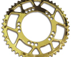 Sprocket coated in pvd titanium gold coating Sprocket coated in pvd titanium gold coating