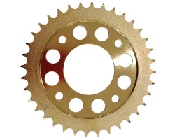 Sprocket coated in pvd titanium gold coating Sprocket coated in pvd titanium gold coating