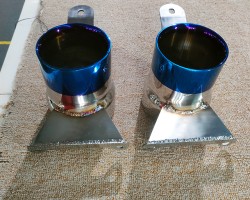 Automotive accessories coated in pvd blue color. Automotive accessories coated in pvd blue color.