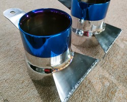 Automotive accessories coated in pvd blue color. Automotive accessories coated in pvd blue color.