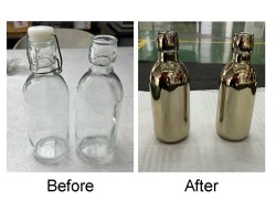 Glass bottle coated in pvd gold coating Glass bottle coated in pvd gold coating
