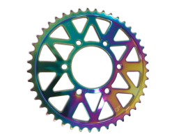 Sprocket coated in PVD Titanium Rainbow Coating Sprocket coated in PVD Titanium Rainbow Coating