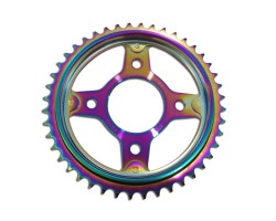 Sprocket coated in PVD Titanium Rainbow Coating Sprocket coated in PVD Titanium Rainbow Coating
