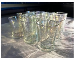 Glass coated with a luster coating that reflects beautiful rainbow colors Glass coated with a luster coating that reflects beautiful rainbow colors