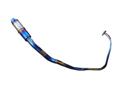 Motorcycle exhaust components with PVD Titanium Blue coating Motorcycle exhaust components with PVD Titanium Blue coating