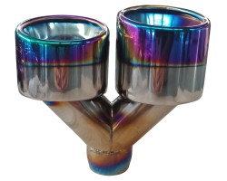Exhaust components with a striking PVD Titanium Rainbow coating Exhaust components with a striking PVD Titanium Rainbow coating